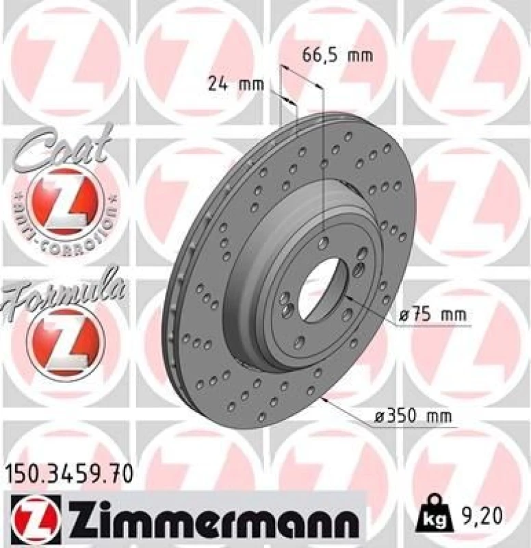 Image of ZIMMERMANN Brake disc ZIMMERMANN 150.3459.70