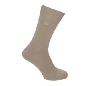 image of Timberland Mens Cotton Flat Knit Long Socks (L) (Khaki)