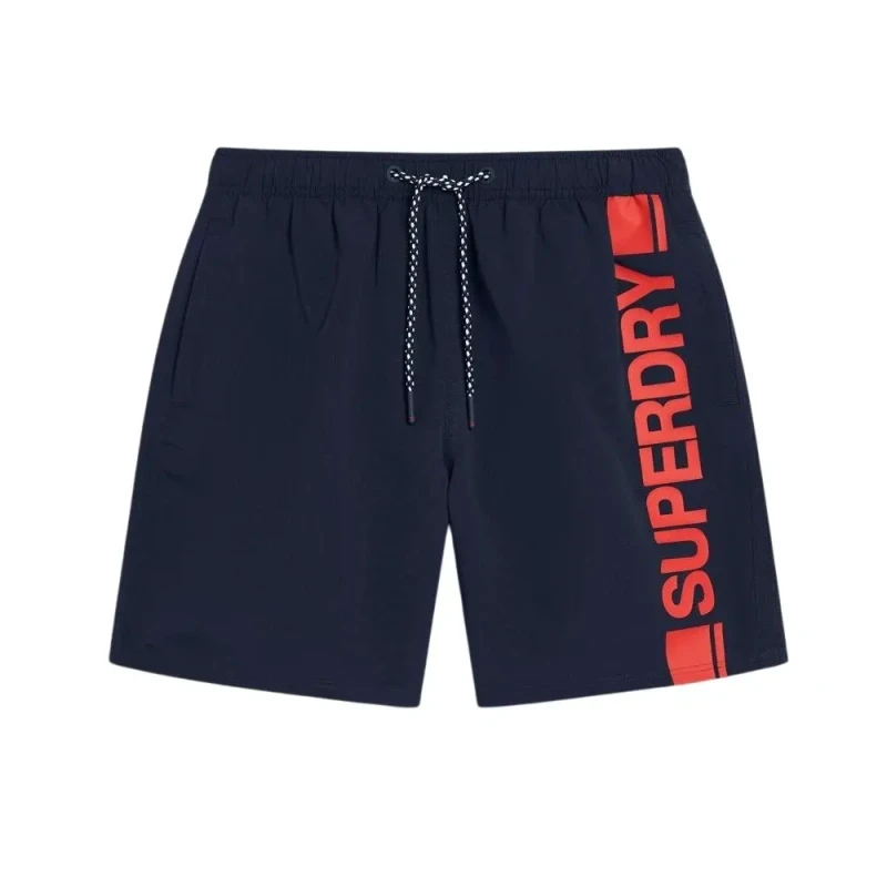 Image of Superdry Patterned swim shorts Superdry Bleu Male M