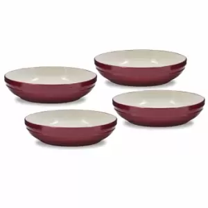 image of Barbary & Oak Foundry Pasta Bowls, Set Of 4 - Red