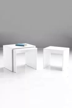Image of Matt White Nest Of 3 Tables Modern Design