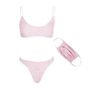 Missguided Ditsy Floral 3 Piece Bikini Set - Pink