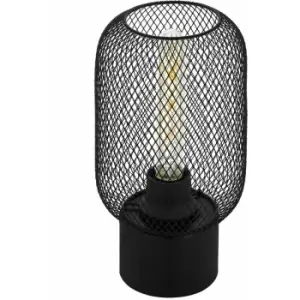 image of Loops - Table Lamp Desk Light Black Steel Round Wire Mesh Shade 1 x 60W E27 Bulb