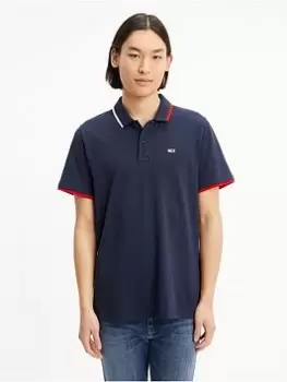 Image of Tommy Jeans Tjm Reg Flag Neck Polo Shirt, Twilight Navy Size M Men