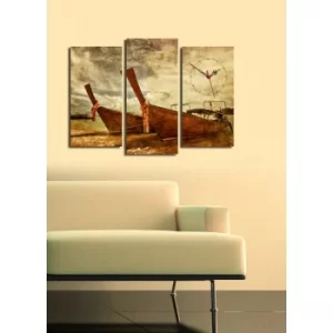 image of 3PATCS-11 Multicolor Decorative Canvas Wall Clock (3 Pieces)