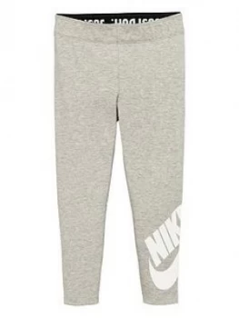 image of Nike Sportswear Younger Girls Leg-A-See Leggings - Grey Heather, Size 4-5 Years, Women