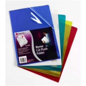 image of Rexel Nyrex A4 Cut Flush Folders Blue - 1 x Pack of 25 Folders