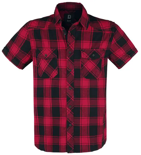 Image of Brandit Half-Sleeve Checked Shirt Short-sleeved Shirt Black red 4XL Men