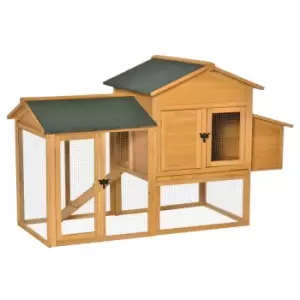 Image of PawHut 168cm Chicken Coop Hen House w/ Run Nesting & Box Slide Out Tray - Yellow