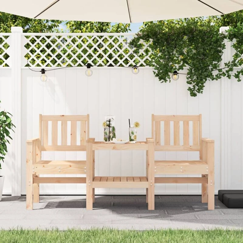 Image of VIDAXL Vidaxl - Garden Bench with Table 2-Seater Solid Wood Pine 8720845809072