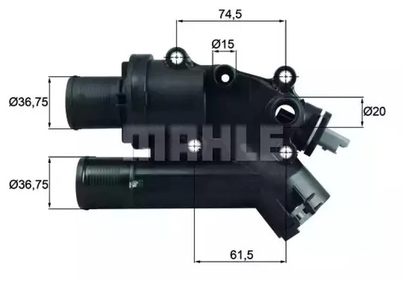 Image of MAHLE TH 46 83 Engine thermostat Opening Temperature: 83°C, with gasket/seal, with sensor Thermostat,coolant (316)