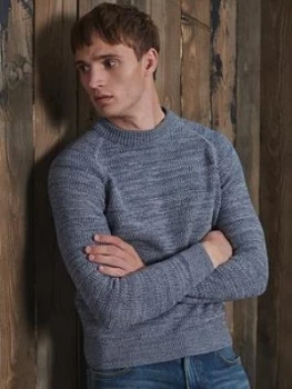 Image of Superdry Keystone Crew Neck Knit, Blue Size M Men