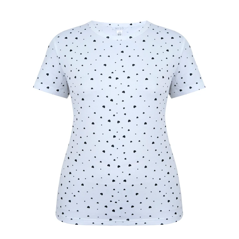 Image of Miso Printed Boyfriend T Shirt White Heart female 16 (XL)