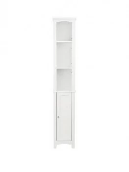 image of Lloyd Pascal Bude Tallboy Bathroom Unit - White (Includes Chrome And Crystal Handles)