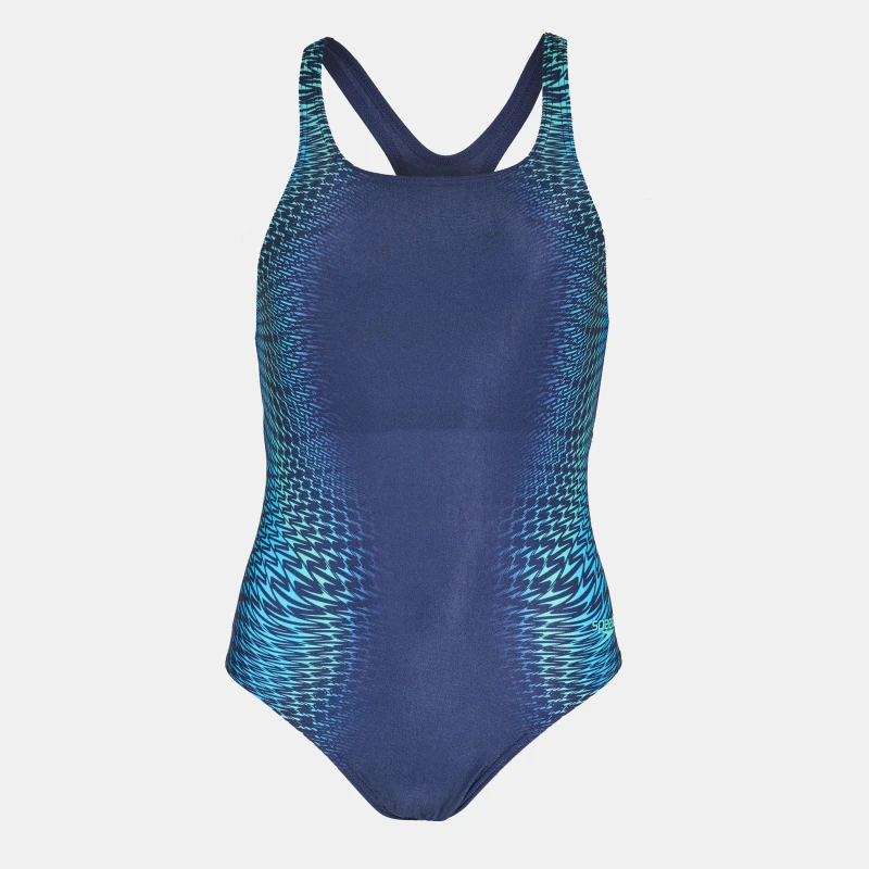 Image of Speedo Womens Laneback One Piece Swimsuit Lagoon Blue female 8 (XS)