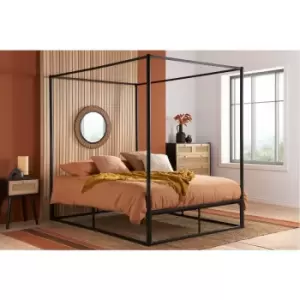 image of Farringdon Double Metal 4 Poster Bed Black - Black