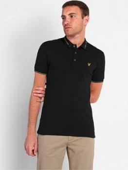 Lyle & Scott Branded Collar Polo Shirt - Black Size M Men