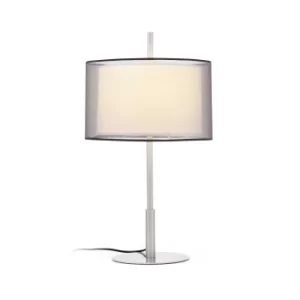 Image of Saba 1 Light Table Lamp White, Matt Nickel with Double Shade, E27