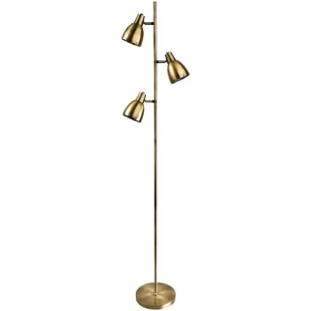 image of Vogue - 3 Light Floor Lamp Antique Brass, E14 - Firstlight