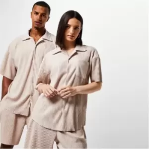 Image of Mennace Plisse Short Sleeve Shirt - White