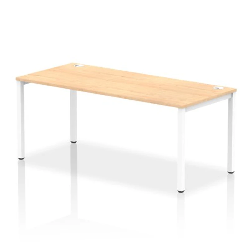 Image of Impulse Impulse Bench Single Row 1800 White Frame Office Bench Desk Maple IMBS18MPEW
