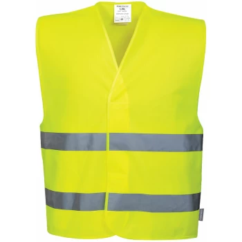 Image of CV474 - Yellow Sz 4XL/5XL Hi-Vis Two Band Vest Safety Reflective - Portwest