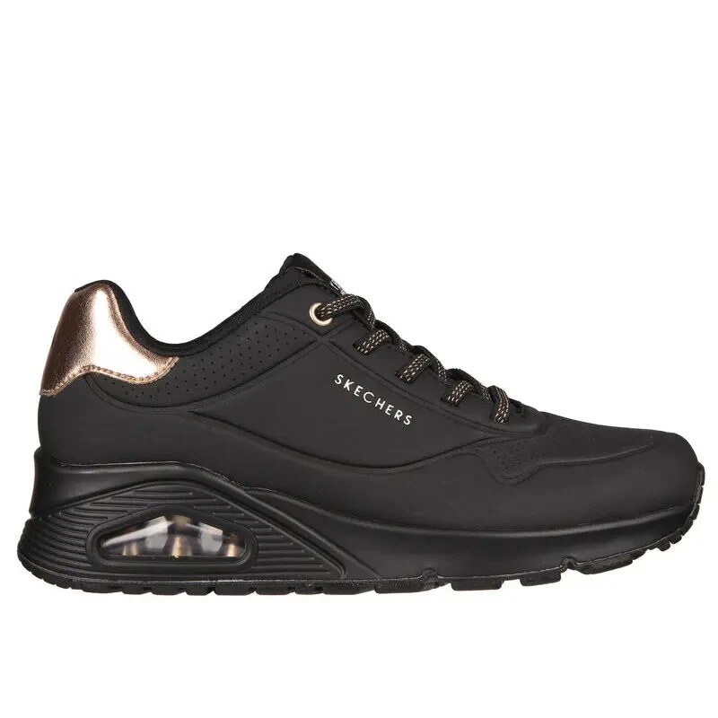 Image of Skechers Uno Durabuck Slip On Metallic Trainer - Black Size 6, Women Black W7JEC Female 6