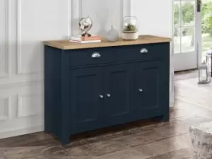 image of Birlea Highgate Navy and Oak Effect 3 Door 2 Drawer Sideboard Flat Packed