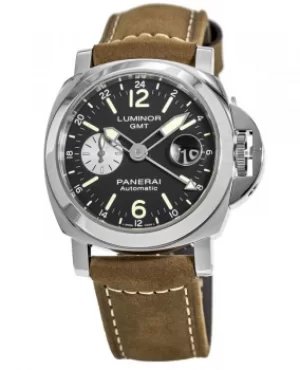 image of Panerai Luminor GMT Automatic 44mm Black Dial Leather Strap Mens Watch PAM01088 PAM01088