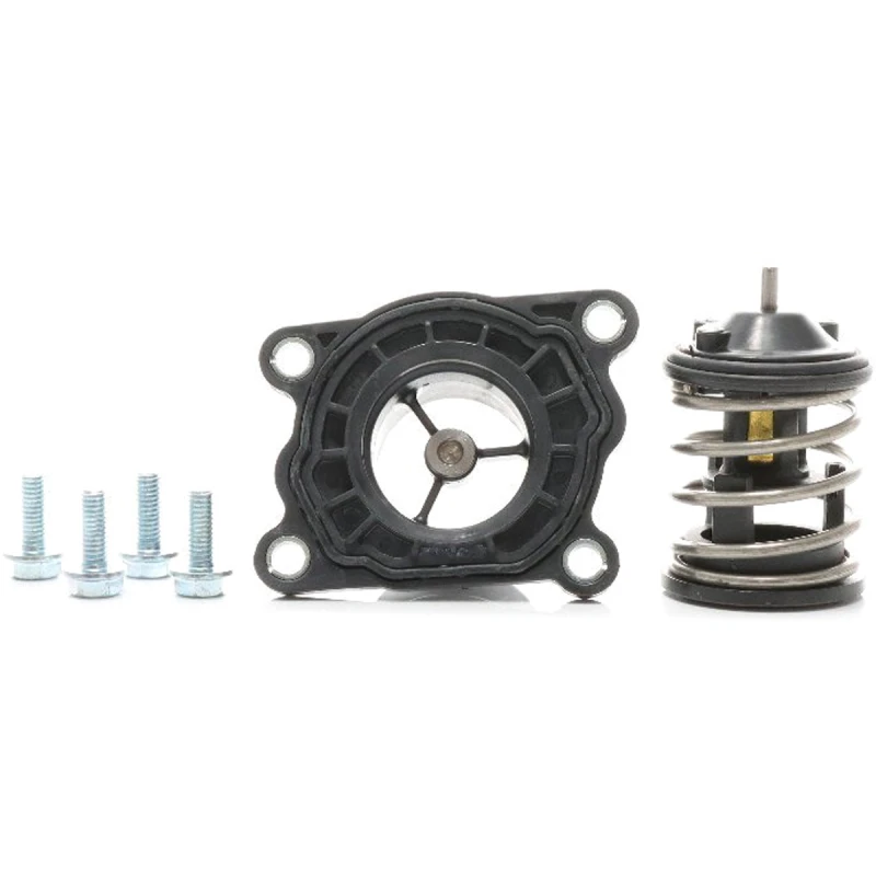 Image of METZGER 4006188 Engine thermostat COMPETENCE KIT Opening Temperature: 87°C, with gasket/seal, Housing with Plastic Lid Thermostat,coolant (316)
