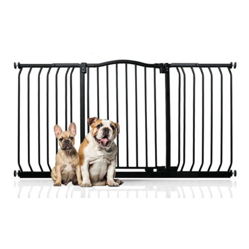 Image of Bettacare Curved Top Dog Gate, 143Cm - 152Cm, Matt Black, Pressure Fit Pet Gate For Dog And Puppy, Pet And Dog Barrier