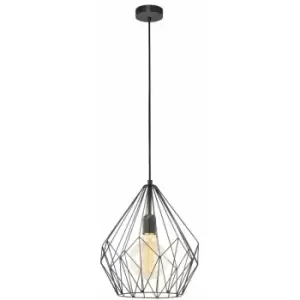 image of Hanging Ceiling Pendant Light Black Wire Cage 1x 60W E27 Hallway Feature Lamp