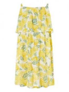 Monsoon Girls Layla Lemon Dress - Yellow, Size 7 Years, Women