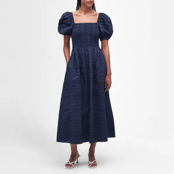 Image of Barbour Macy Cotton-Seersucker Midi Dress - UK 12