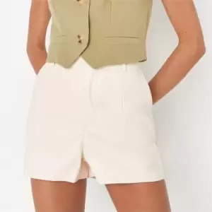 image of Missguided Faux Leather Shorts - Cream