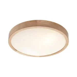 Simple Flush Ceiling Light Oak, 2x E27