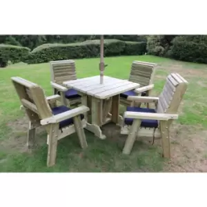 image of Churnet Valley - Ergo 4 Seater Set - Sits 4, wooden garden furniture dining set with table and chairs