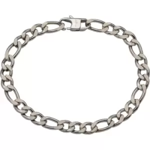 image of Unique & Co. Stainless Steel Figaro Bracelet Matte and Polished