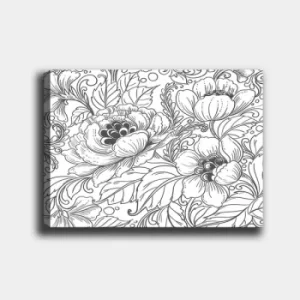 Image of MANDALA76 White Black Decorative Canvas Painting