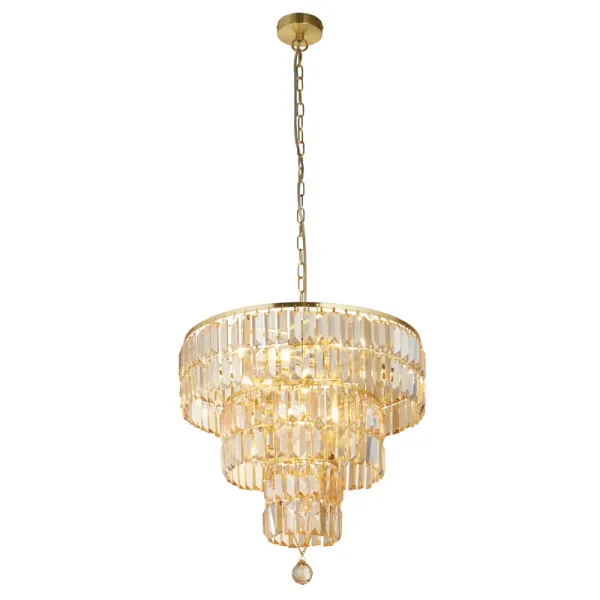 Image of Searchlight Empire 5 Light Chandelier - Satin Brass & Champagne Glass