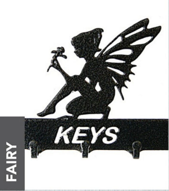 Image of Poppy Forge Fairy Key Holder - Rack - Solid Steel - W15 X H9cm - Powder Coated Black