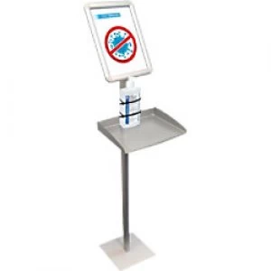 image of Franken Information Display Stand with Tray Aluminium A4 Format Silver