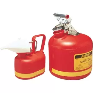 Image of Justrite 3.7ltr Non metallic HDPE Safety Can, Stainless Steel fittings