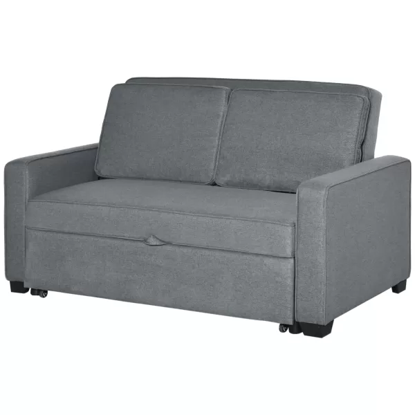 Image of HOMCOM Double Sofa Bed Click Clack Sofa Bed Pull Out Bed with Adjustable Backrest for Living Room and Bedroom Grey