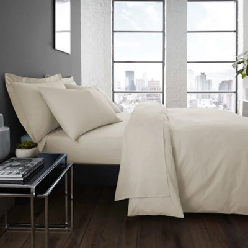 Image of Serene Plain Dyed Soft Touch 32Cm Natural Fitted Bed Sheet