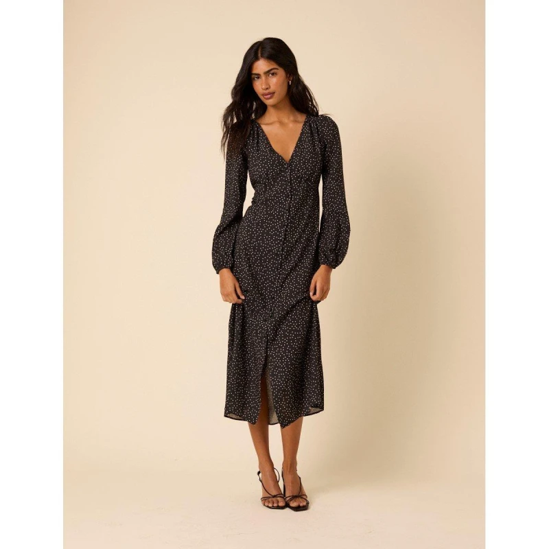 Image of Nobody's Child Nobody's Child Kennedy Spot Midi Dress Black - Nobody's Child - Size: 18 Black Female 18 GQ58205