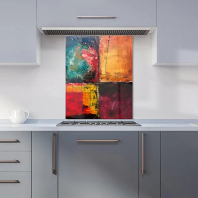 Image of Warren Reed Designer Quadrant Fusion: Colours In Conflict Kitchen Splashback