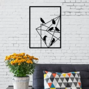 Image of Birds On Wire Black Decorative Metal Wall Accessory