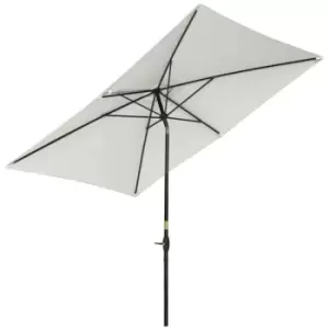 image of Outsunny 2 x 3m Rectangular Market Umbrella Patio Outdoor Table Umbrellas with Crank & Push Button Tilt, Cream White