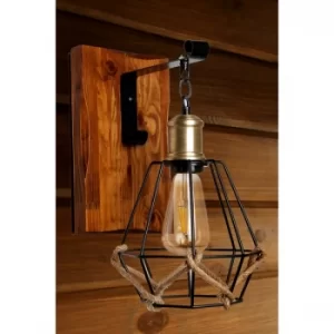 Image of Alk?m ceviz metal kafesli aplik Black Brown Wall Lamp